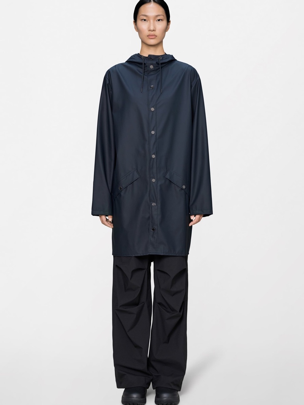 NWT Rains Long Jacket W3 in Navy